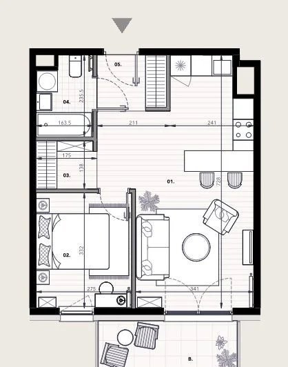 Nowoczesny apartament 44,62 m2 z balkonem na Mokotowie Warszawa, Mokotów, Kierbedzia 4  45m2 Foto 1