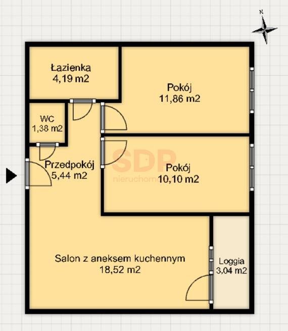 Mieszkanie trzypokojowe na sprzedaż Wrocław, Psie Pole, Zakrzów, Zatorska  51m2 Foto 6