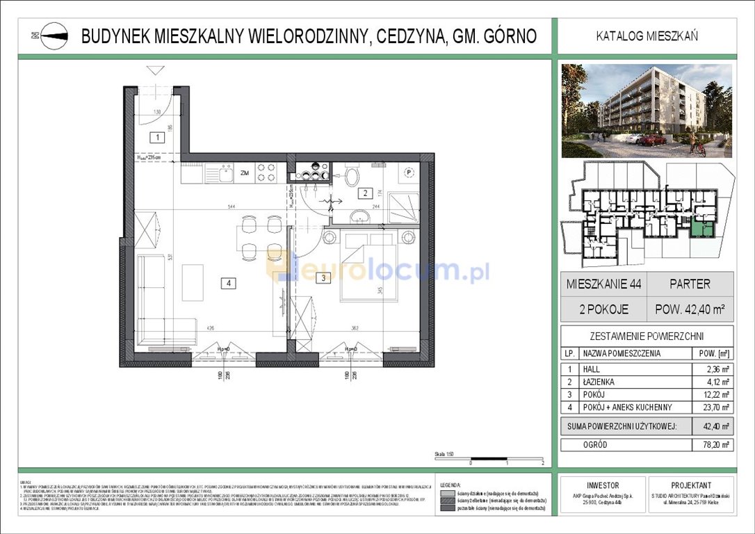 Mieszkanie dwupokojowe na sprzedaż Cedzyna  42m2 Foto 4