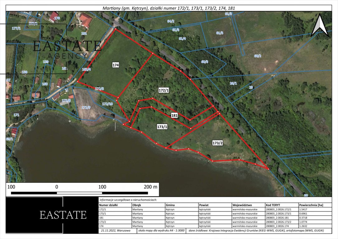 Działka nad jeziorem Martiany z linią brzegową i MPZP Martiany  52 510m2 Foto 1
