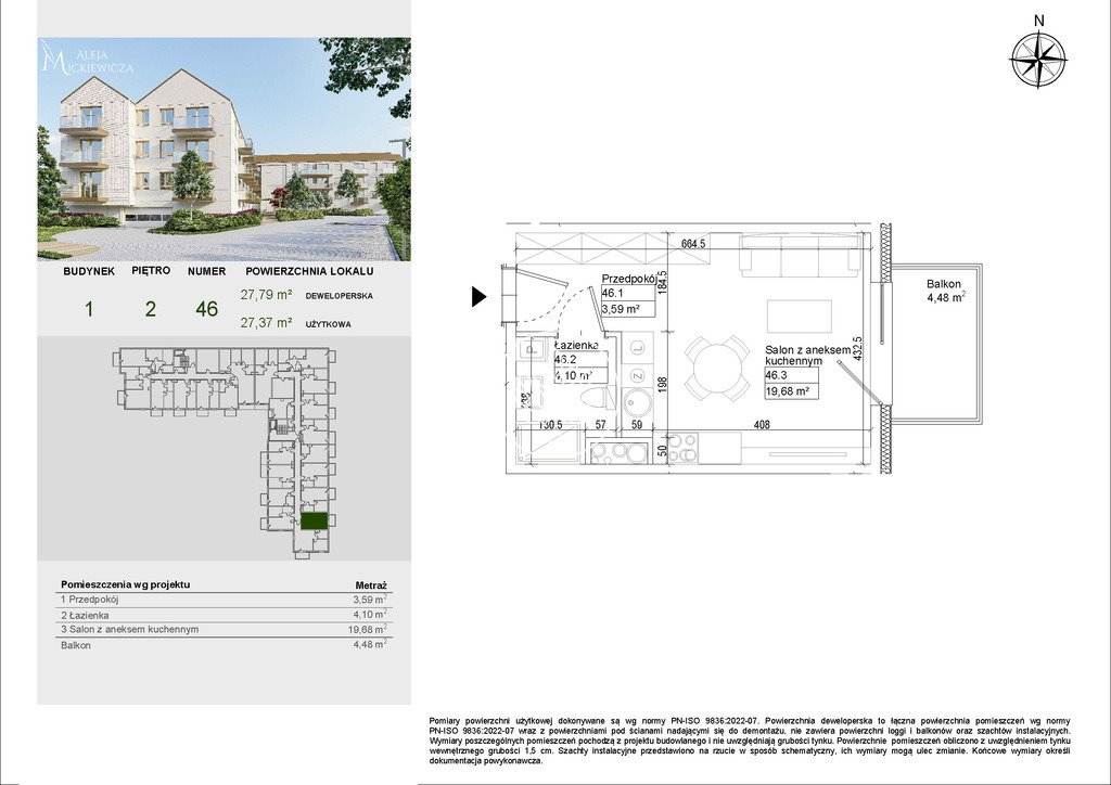 Atrakcyjne 27,37 m² w Osielsku – idealne dla singla lub pod inwestycję Osielsko, Aleja Adama Mickiewicza  27m2 Foto 1