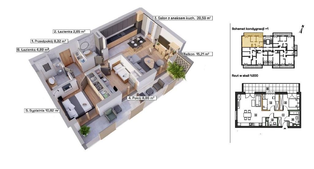 Mieszkanie trzypokojowe na sprzedaż Katowice, Wełnowiec, Modelarska  66m2 Foto 2