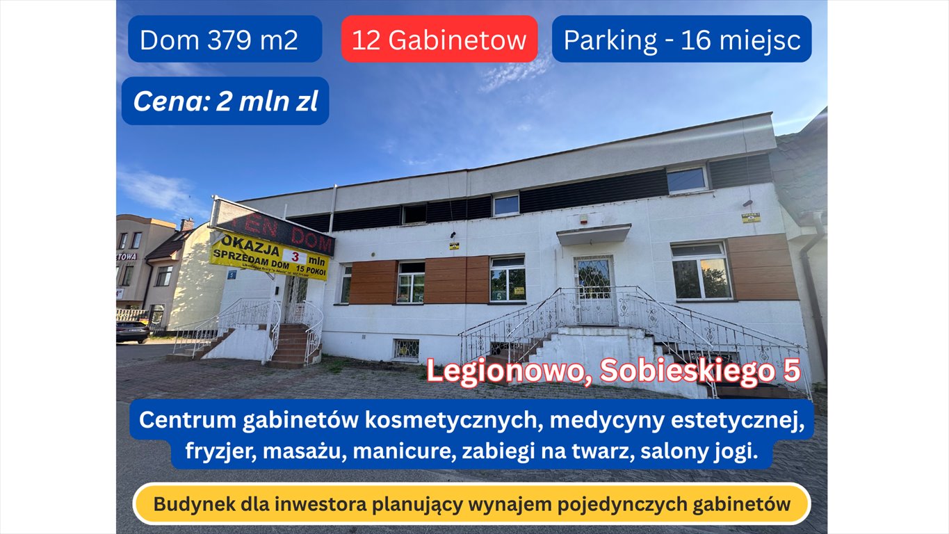 Przestronny budynek usługowy 379 m² z parkingiem 12 miejsc. Legionowo, Sobieskiego  379m2 Foto 1