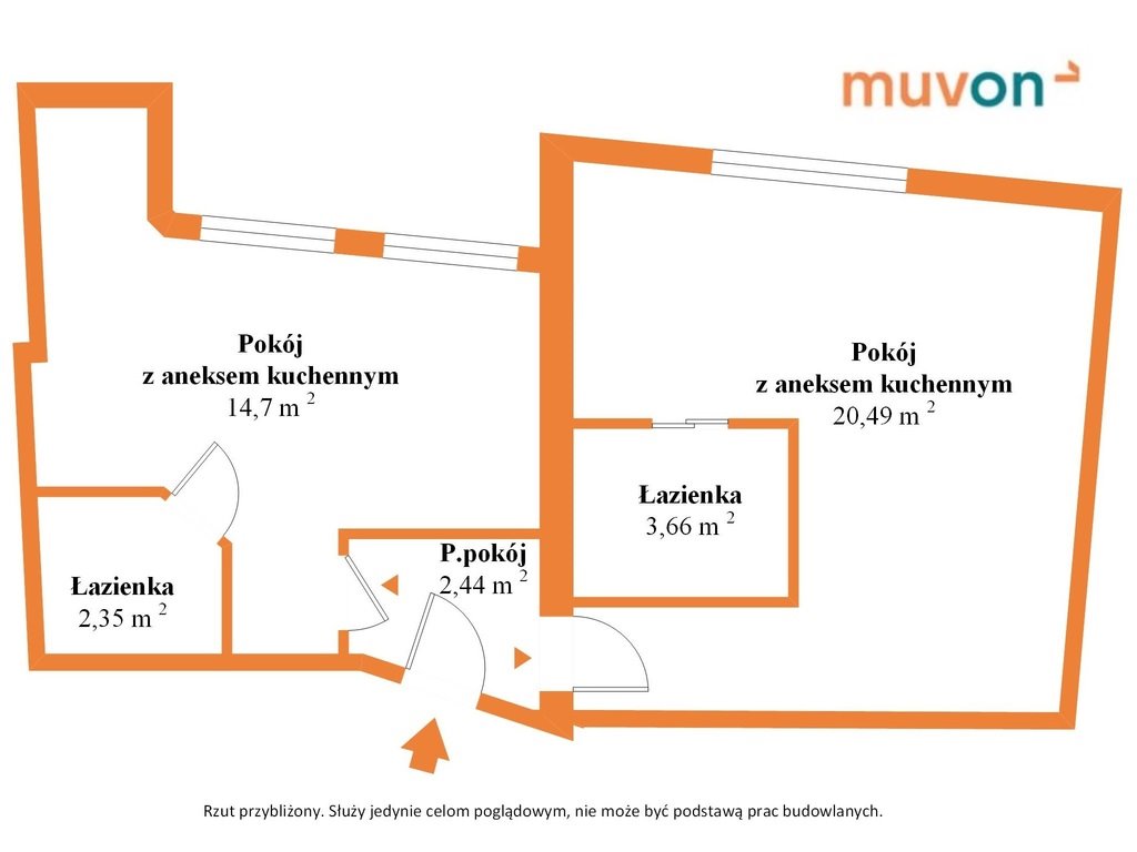 Mieszkanie dwupokojowe na sprzedaż Toruń, Juliusza Słowackiego  44m2 Foto 9