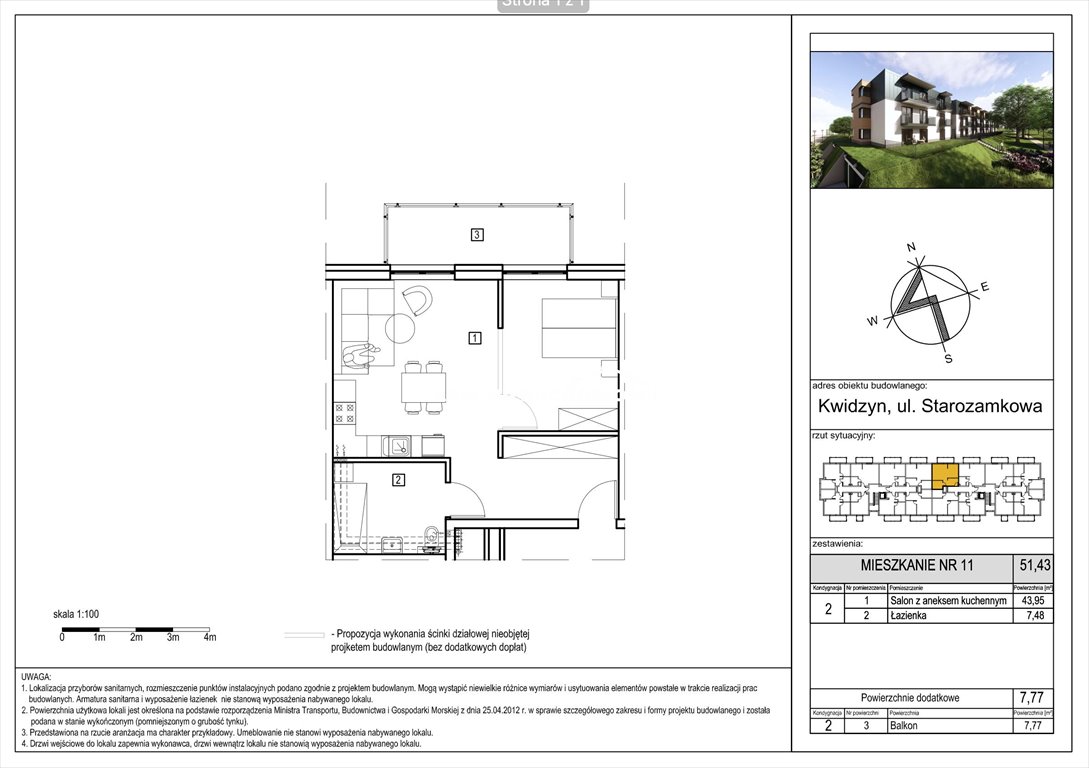 Mieszkanie dwupokojowe na sprzedaż Kwidzyn, Starozamkowa  51m2 Foto 6