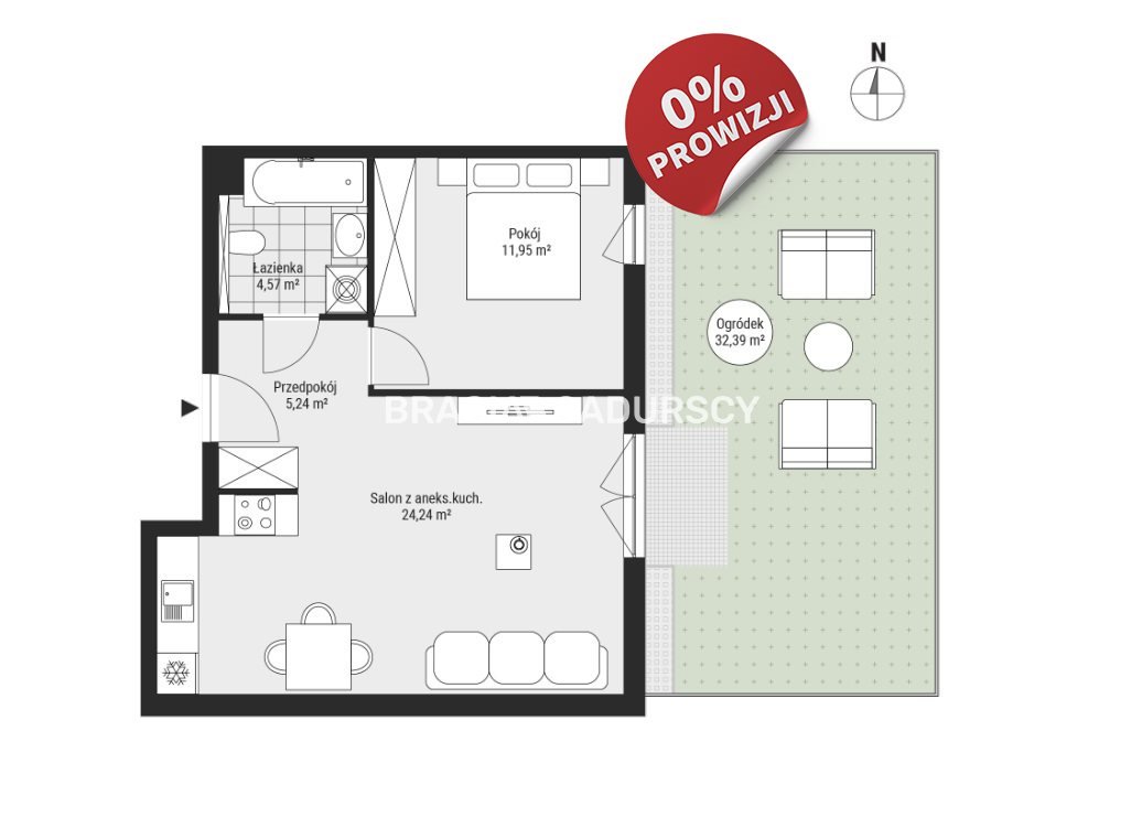 Mieszkanie dwupokojowe na sprzedaż Kraków, Podgórze, Rybitwy, Bukowa  46m2 Foto 1