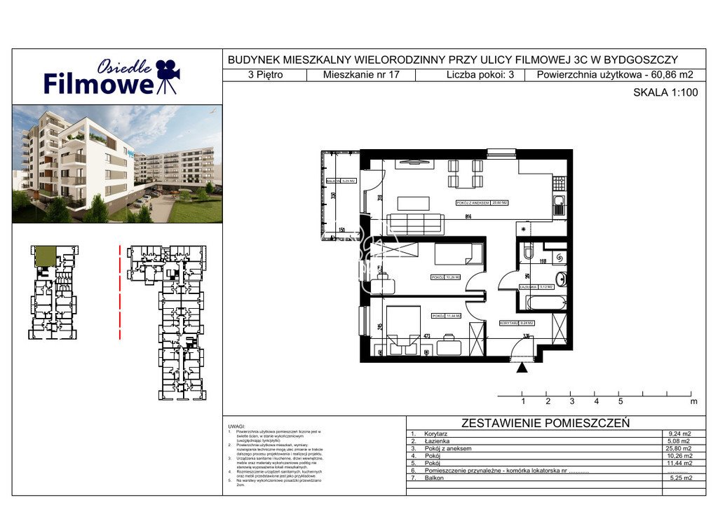 Mieszkanie trzypokojowe na sprzedaż Bydgoszcz, Bartodzieje Małe, Filmowa  62m2 Foto 3