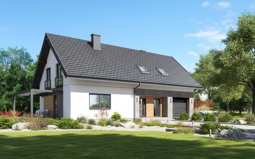 Nowoczesny dom w Lutoryżu 153m2 z garażem i energooszczędnym projektem Lutoryż  154m2 Foto 1