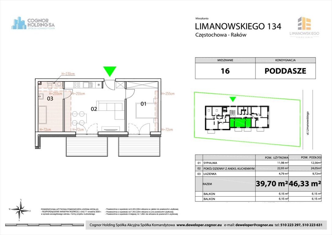 Mieszkanie dwupokojowe na sprzedaż Częstochowa, Raków, Bolesława Limanowskiego  40m2 Foto 1