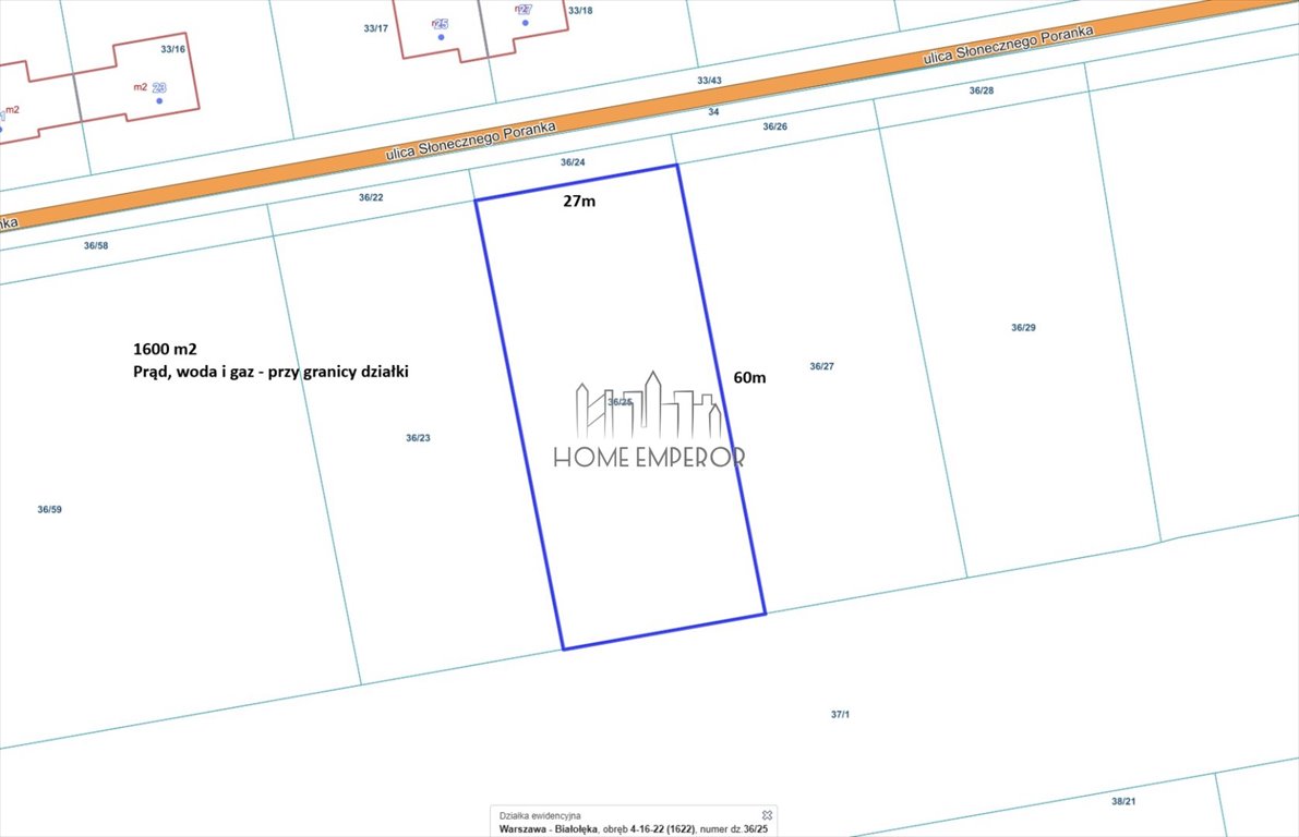 Działka 1600 m² w Warszawie, media przy granicy - polecam! Warszawa, Białołęka, Grodzisk, Słonecznego Poranka  1 600m2 Foto 1