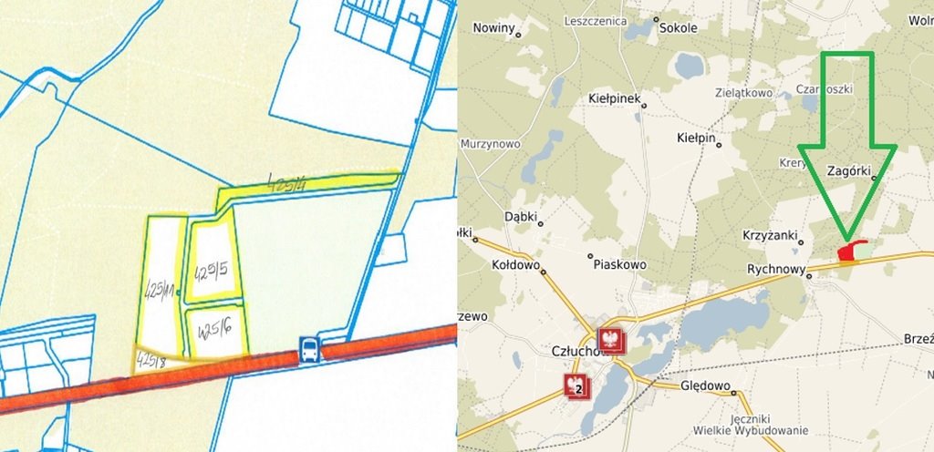 Duża działka 124385 m2 w Rychnowach, idealna pod inwestycję Rychnowy  124 385m2 Foto 1