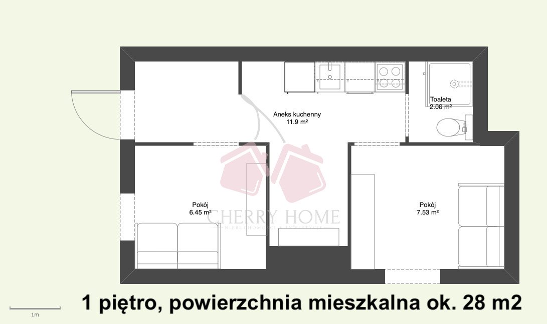Mieszkanie dwupokojowe na wynajem Nowy Dwór Gdański, Dworcowa  28m2 Foto 10