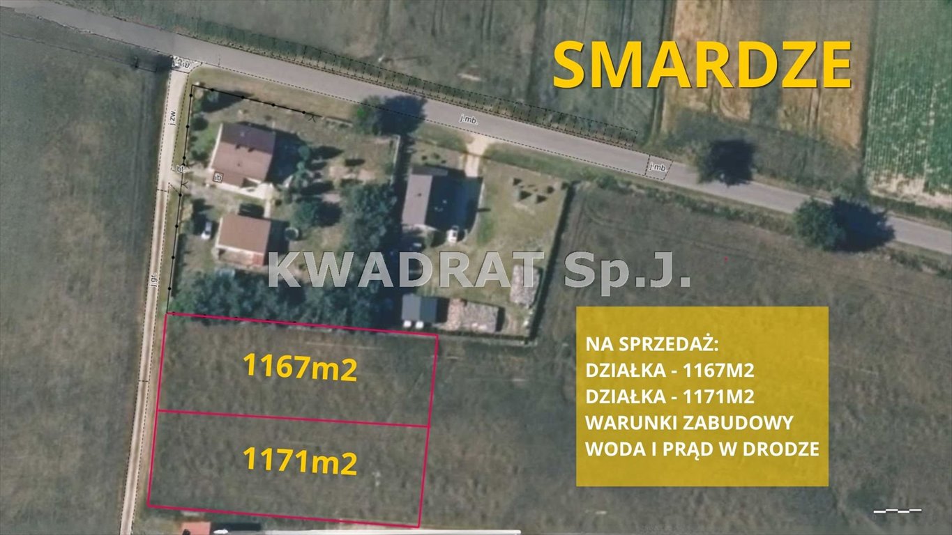 Działki w Smardzach 1167 m², cisza, media, 76 zł/m² Smardze  1 167m2 Foto 1