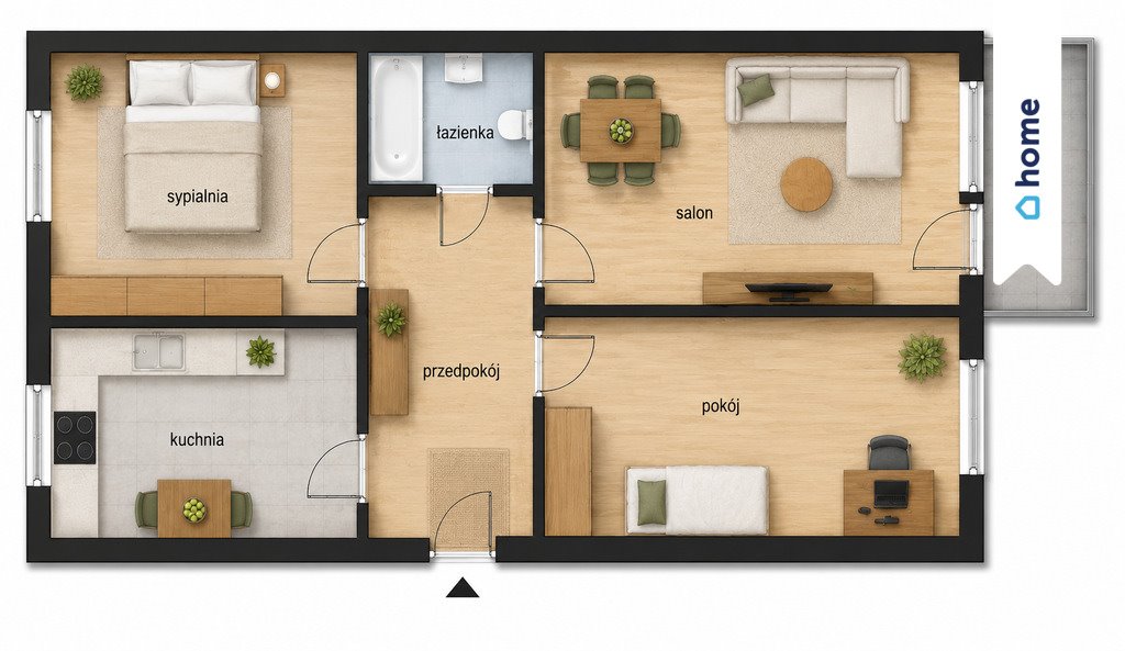 3-pokoje z loggią i osobną kuchnią (53 m²) w Rzeszowie Rzeszów, Podwisłocze  54m2 Foto 1