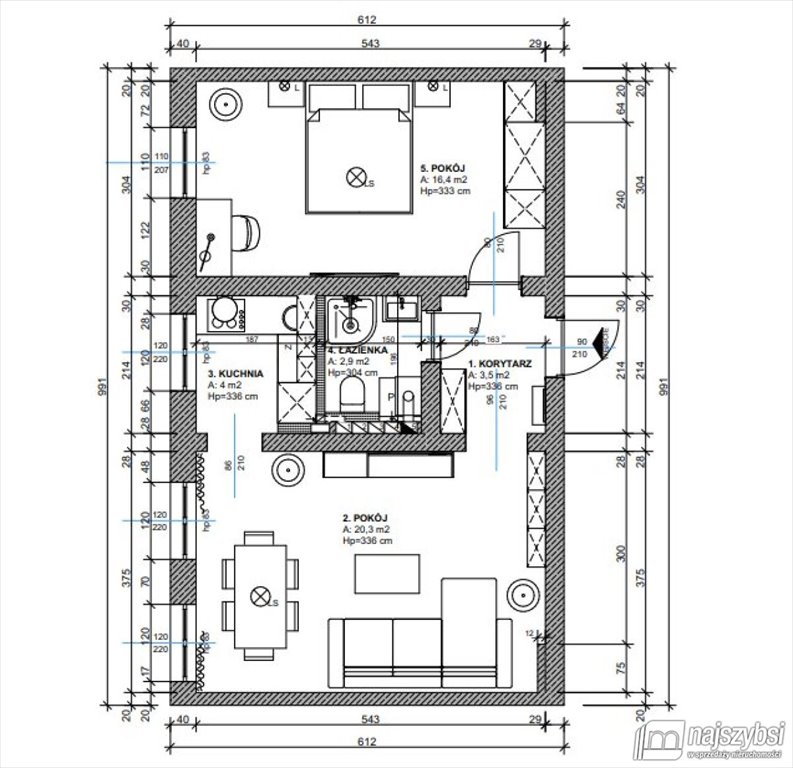 Mieszkanie dwupokojowe na sprzedaż Szczecin, Śródmieście - Zachód  49m2 Foto 15