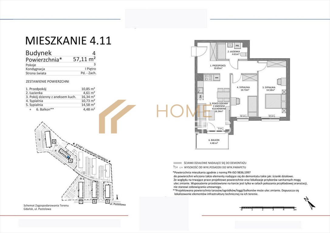 Mieszkanie trzypokojowe na sprzedaż Gdańsk, Chełm Południe, Pastelowa  58m2 Foto 6