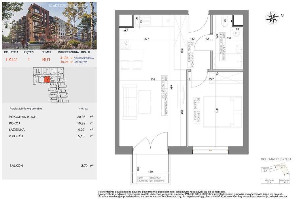 Dwupokojowe mieszkanie na sprzedaż w Bocianowie, 40,94 m² Bydgoszcz, Bocianowo, Pomorska  41m2 Foto 1