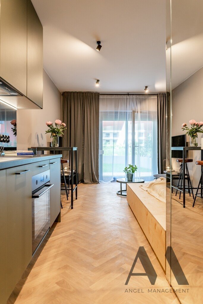 Nowoczesne studio z tarasem, ogród i spa w centrum Wrocławia Wrocław, Walońska  28m2 Foto 1