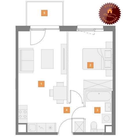 Mieszkanie 2 pokoje, 39 m2, bez PCC, blisko centrum Warszawa, Mokotów, Dolny Mokotów, Polski Walczącej  39m2 Foto 1