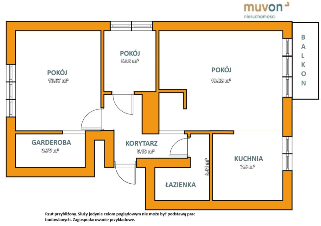 Mieszkanie trzypokojowe na sprzedaż Łódź, Marysin, Marysin, Sporna  60m2 Foto 2