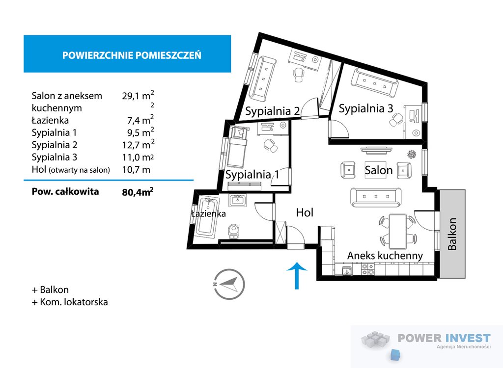 Mieszkanie czteropokojowe  na sprzedaż Niepołomice  80m2 Foto 3