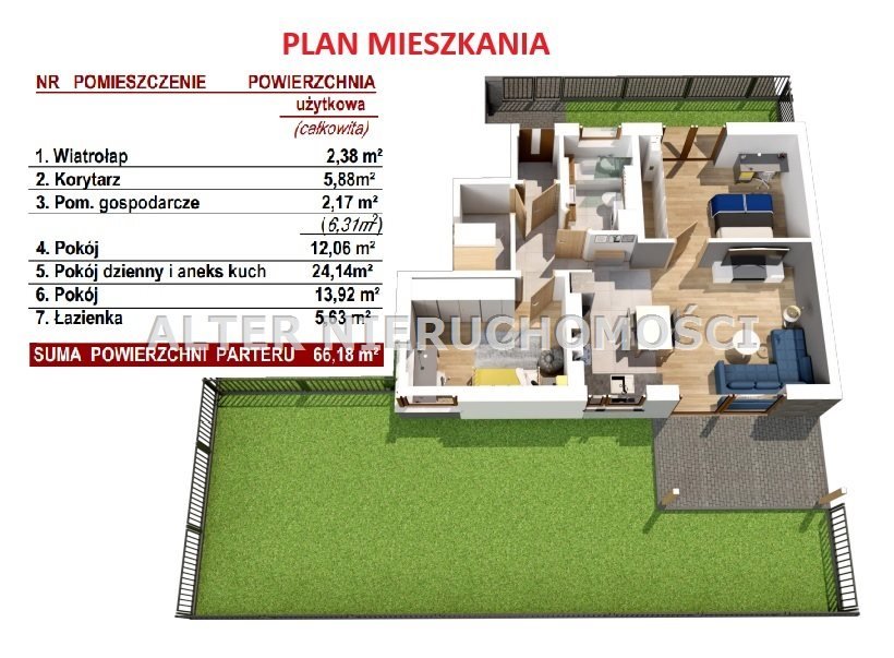 Mieszkanie trzypokojowe na sprzedaż Porosły  66m2 Foto 1