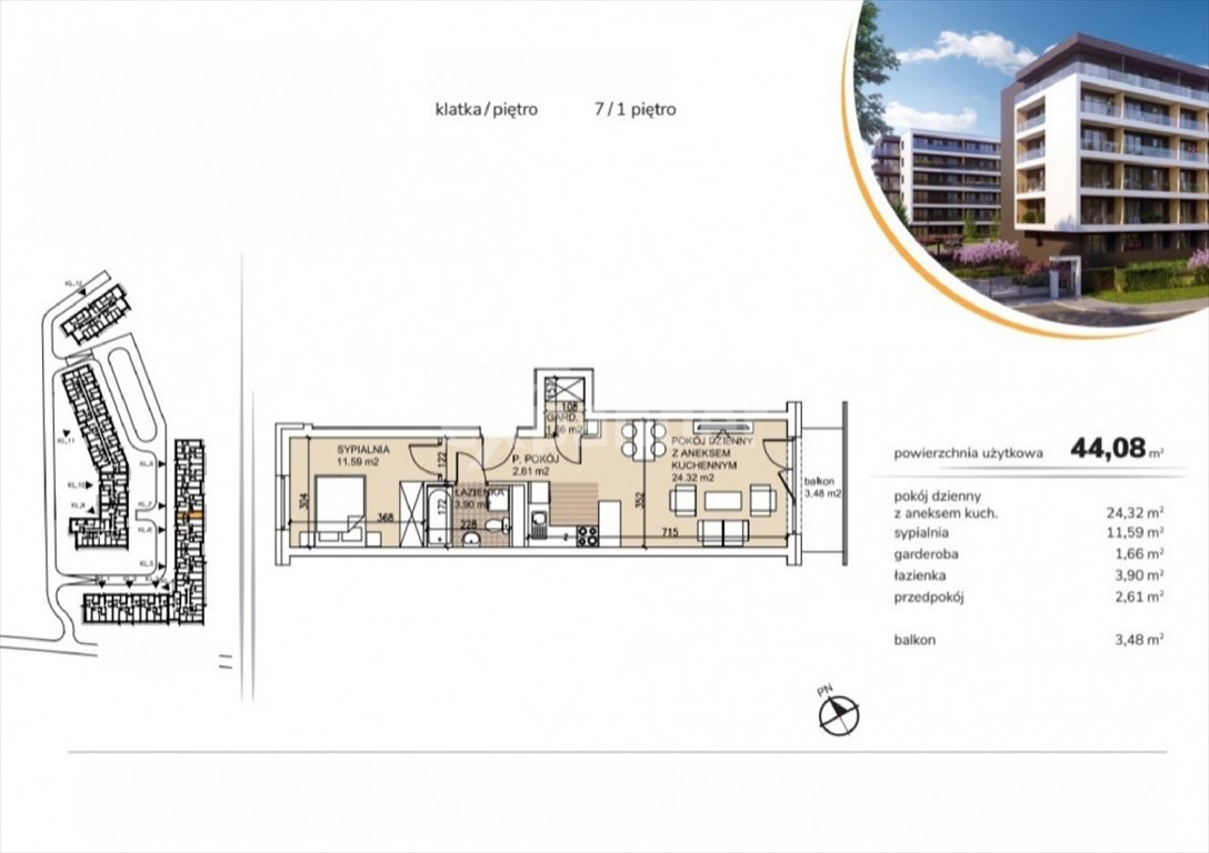 Mieszkanie dwupokojowe na sprzedaż Wrocław, Psie Pole, Lothara Herbsta  44m2 Foto 2