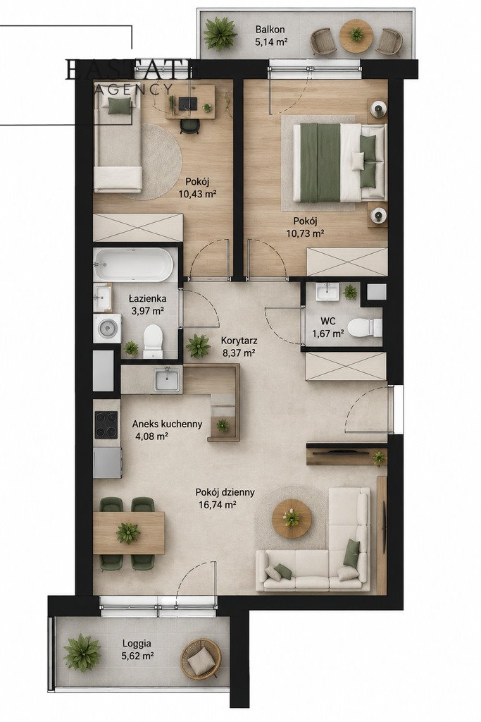 Polecam nowoczesne 3-pokojowe mieszkanie 55,77 m² z balkonem i loggią Warszawa, Białołęka, Mirabelki  56m2 Foto 1