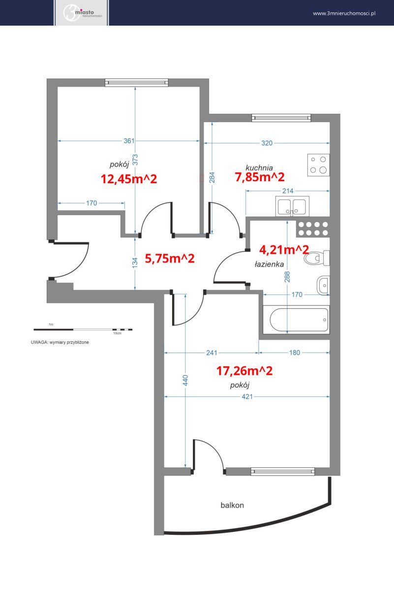 Komfortowe 2 pokoje z dużym balkonem, blisko centrum Gdańsk, Ujeścisko, Częstochowska  49m2 Foto 1