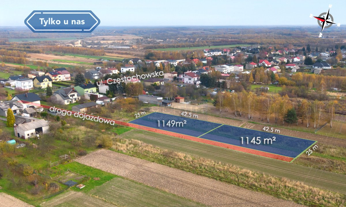 Działka budowlana na sprzedaż Jaskrów, Częstochowska  1 145m2 Foto 1