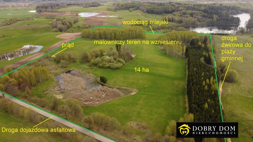 Duża działka 14 ha z widokiem na jezioro i las - polecam Dybowo  140 000m2 Foto 1