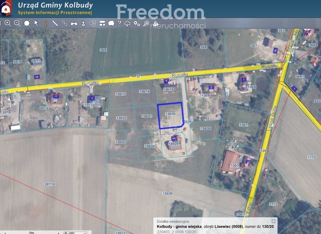 Działka budowlana na sprzedaż Lisewiec, Rusałki  1 011m2 Foto 1