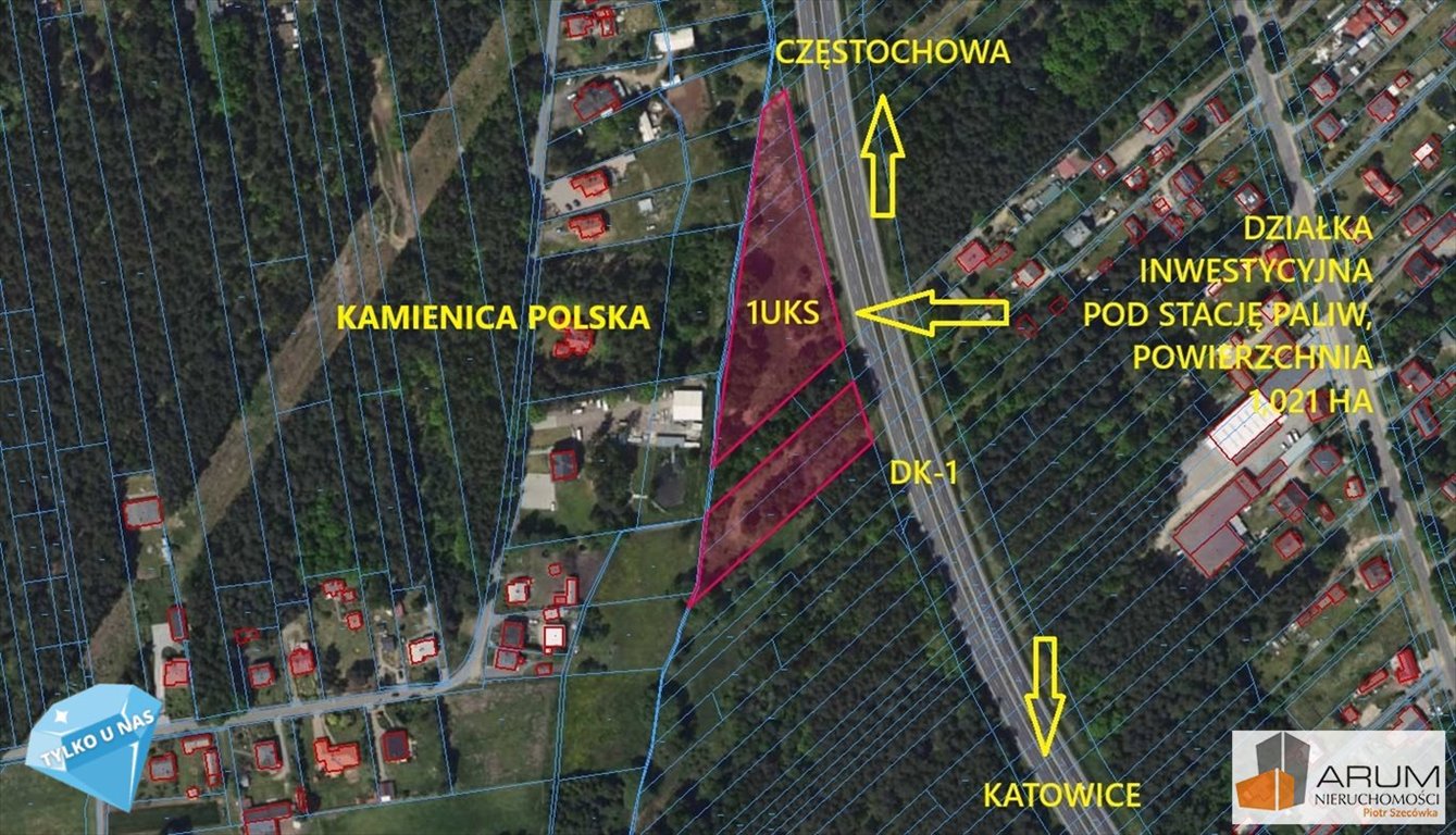 Zapraszam do zakupu działki pod stację paliw przy DK-1, 1 ha, media Romanów  10 021m2 Foto 1