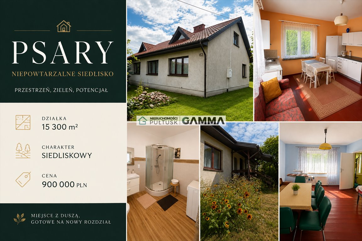 Zapraszam do domu z dużą działką 1,55 ha, lasem i garażem Psary, Psary, Psary 63 63  120m2 Foto 1