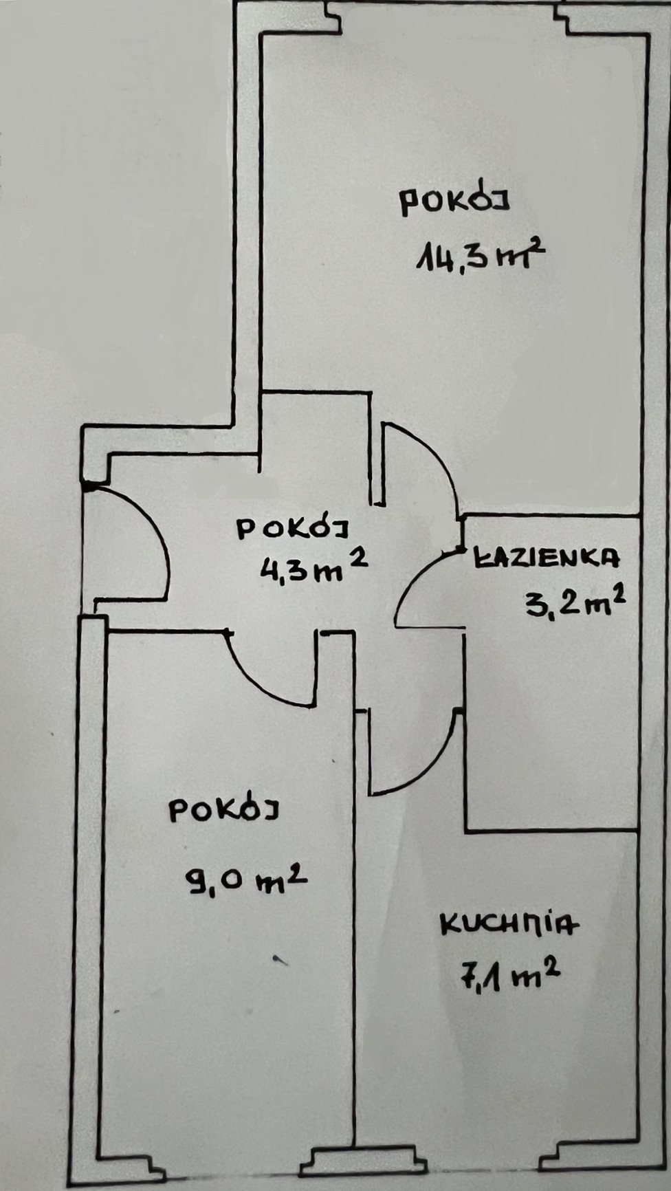 2-pokojowe mieszkanie do remontu w centrum Piły - 38,2 m² Piła, Śródmieśćie  38m2 Foto 1