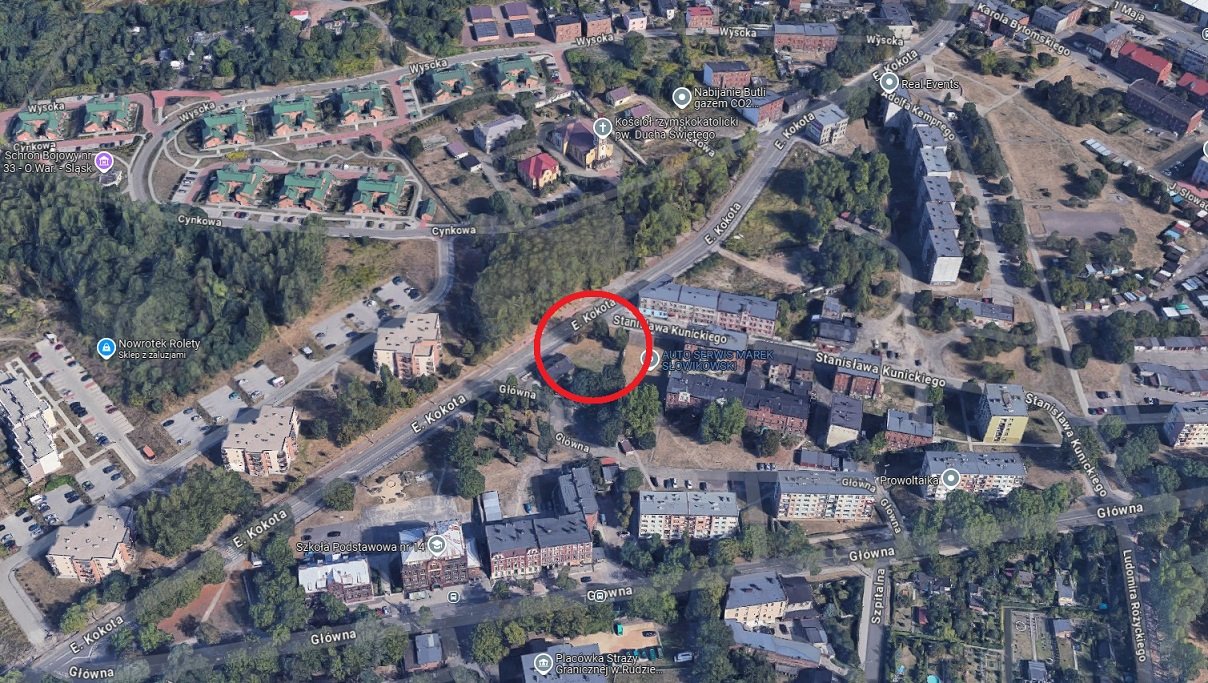 Działka 612 m2 pod zabudowę wielorodzinną i usługi Ruda Śląska, Bielszowice, Kokota  612m2 Foto 1