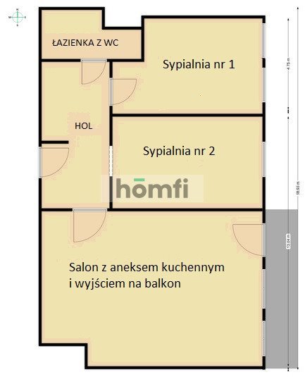 Mieszkanie trzypokojowe na sprzedaż Rzeszów, Pobitno, Małopolska  58m2 Foto 9