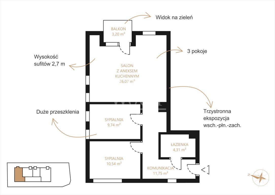 Mieszkanie trzypokojowe na sprzedaż Gdańsk, Śródmieście  64m2 Foto 3