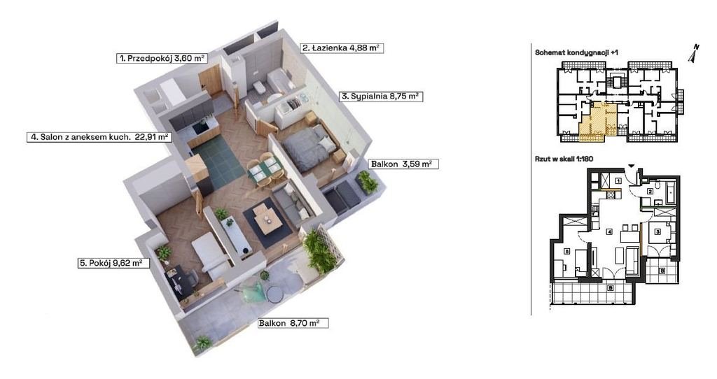 Mieszkanie trzypokojowe na sprzedaż Katowice, Wełnowiec, Modelarska  51m2 Foto 2