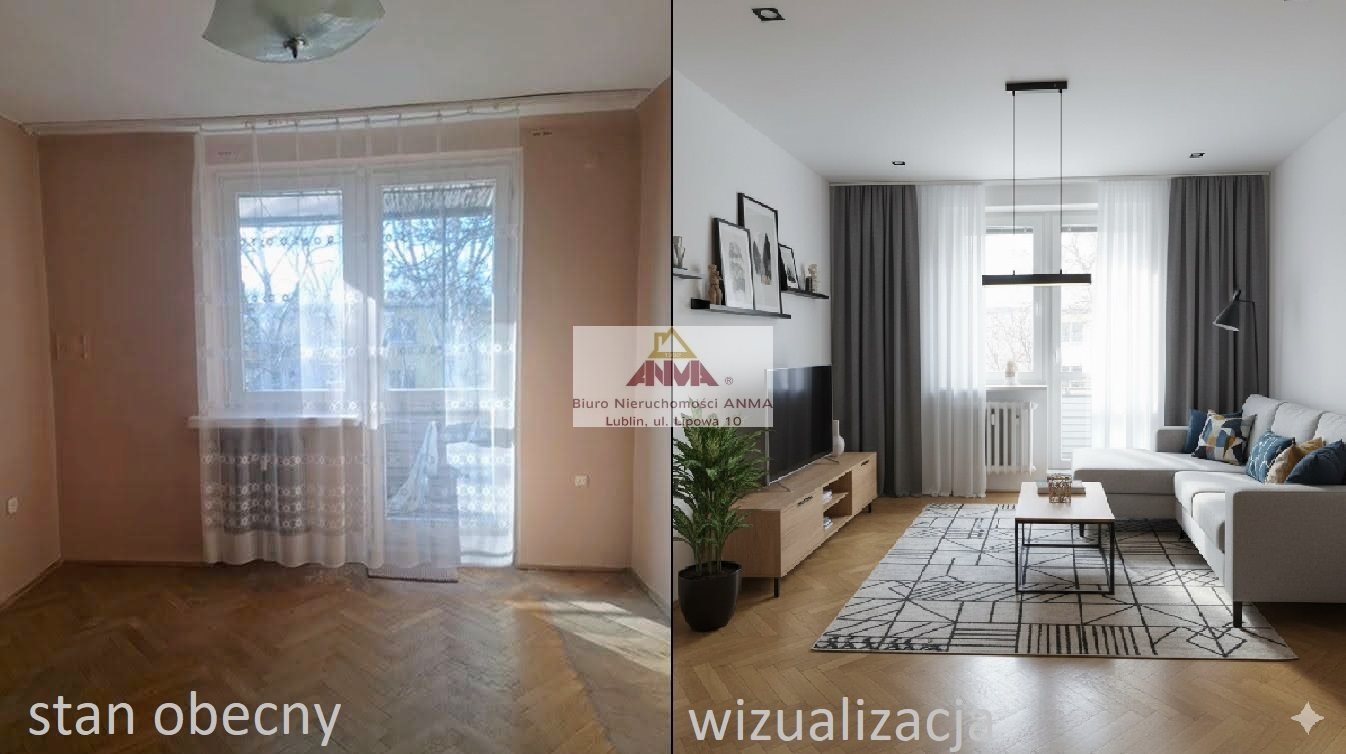 Przestronne 2-pokojowe mieszkanie w Lublinie. Lublin, LSM, os. Mickiewicza  45m2 Foto 1