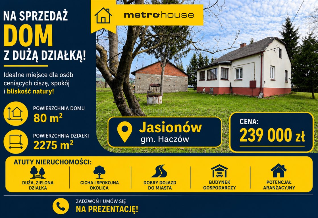 Dom do remontu na dużej działce w Jasionowie - polecam Jasionów  80m2 Foto 1