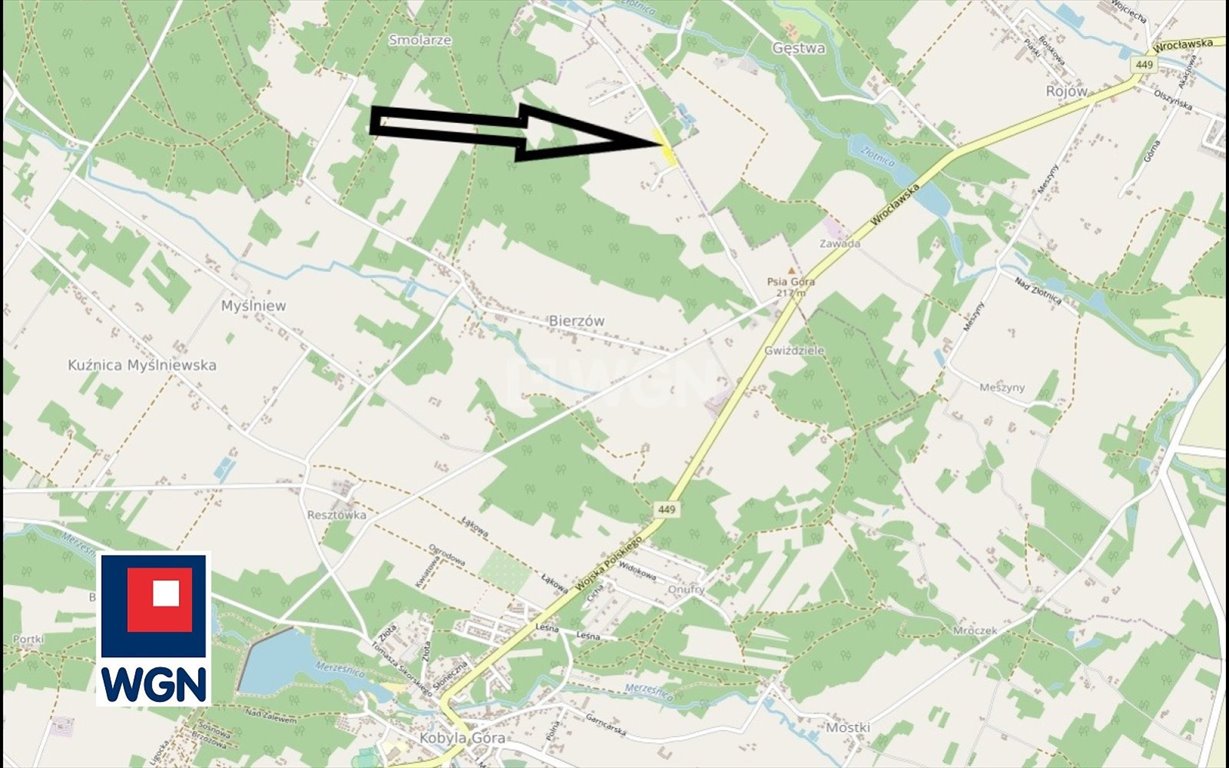 Działka budowlana 1035 m² w Kobyla Górze – blisko lasu i jeziora Kobyla Góra, Bierzów, Bierzów  1 058m2 Foto 1