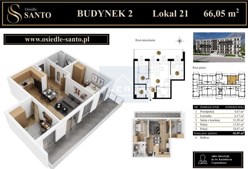 Mieszkanie trzypokojowe na sprzedaż Częstochowa, Śródmieście  66m2 Foto 3