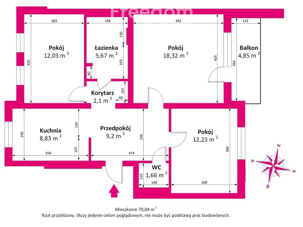 Mieszkanie trzypokojowe na sprzedaż Zielonka, Prymasa Stefana Wyszyńskiego  70m2 Foto 2