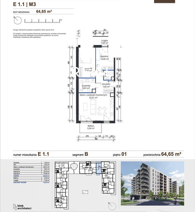 Na sprzedaż przestronne 3-pokojowe mieszkanie 64,55 m² w Krakowie Kraków, Zabłocie, Pana Tadeusza 7  65m2 Foto 1