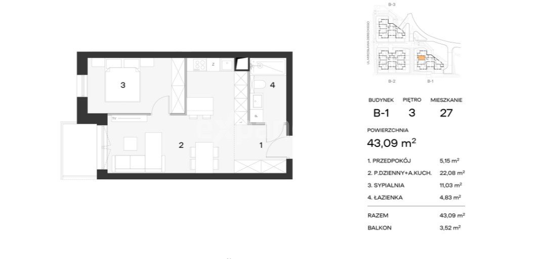 Mieszkanie dwupokojowe na sprzedaż Lublin, Choiny, Koncertowa  43m2 Foto 1