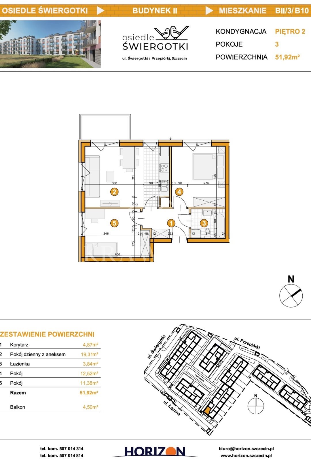 Mieszkanie trzypokojowe na wynajem Szczecin, Warszewo  52m2 Foto 14