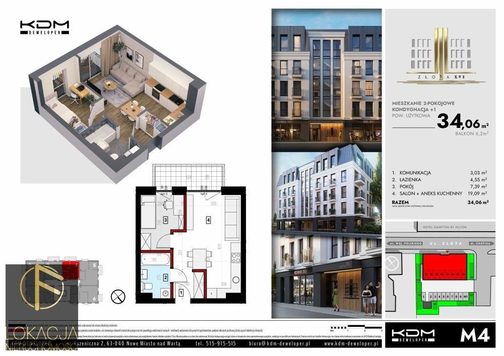 Mieszkanie dwupokojowe na sprzedaż Kalisz, Złota  34m2 Foto 1