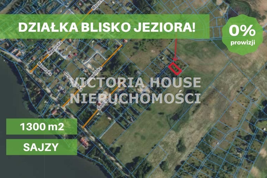 Działka 1300 m² blisko jeziora z warunkami zabudowy Sajzy  1 300m2 Foto 1