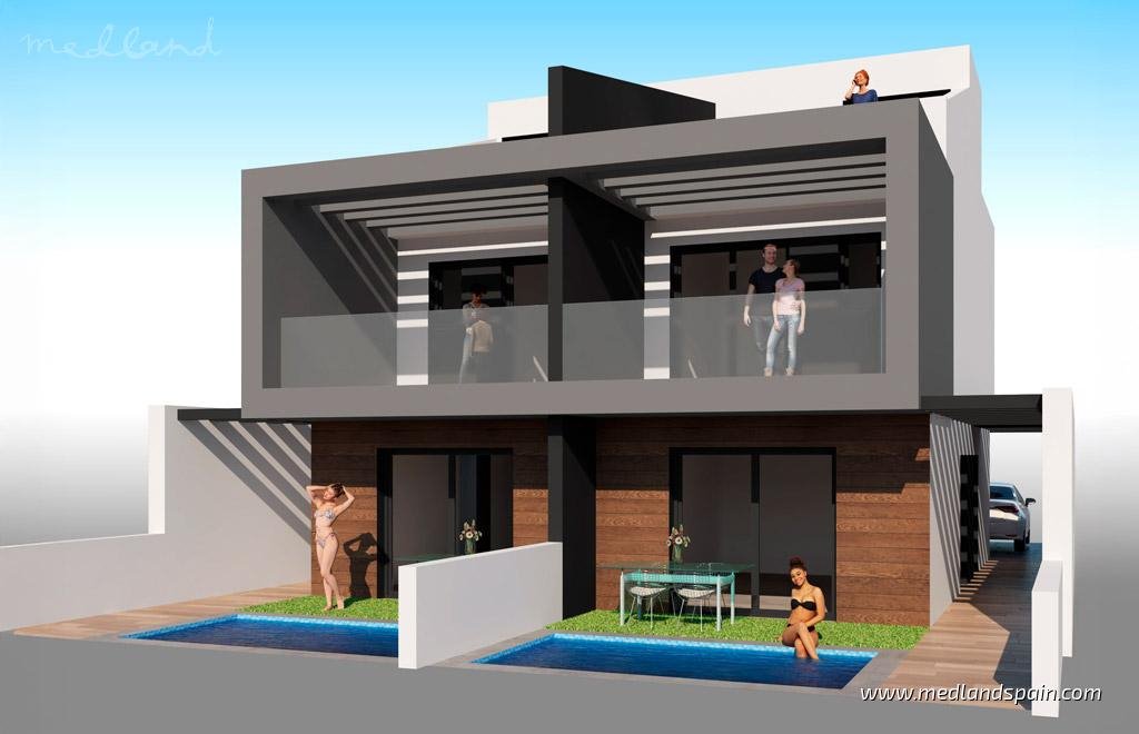 Nowoczesne domy z basenem i solarium w San Javier Hiszpania, San Javier  107m2 Foto 1